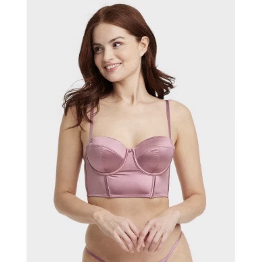 Women's Satin‎ Lightly Lined Lingerie Corset - Auden Mauve Size Small